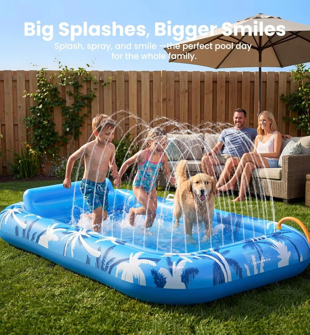 Inflatable Tanning Lounger with Sprinkler